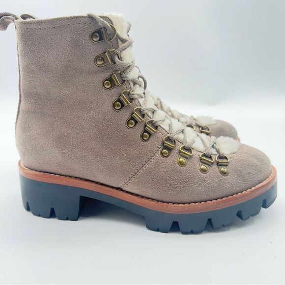 Jeffrey Campbell Culvert suede winter warm fur lace up boots block heel womans 8 - Picture 3 of 10